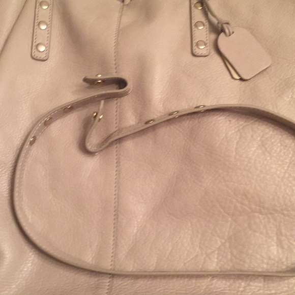 Price Drop! Levity Beige Leather Crossbody Tote Golden Studs - Picture 7 of 7